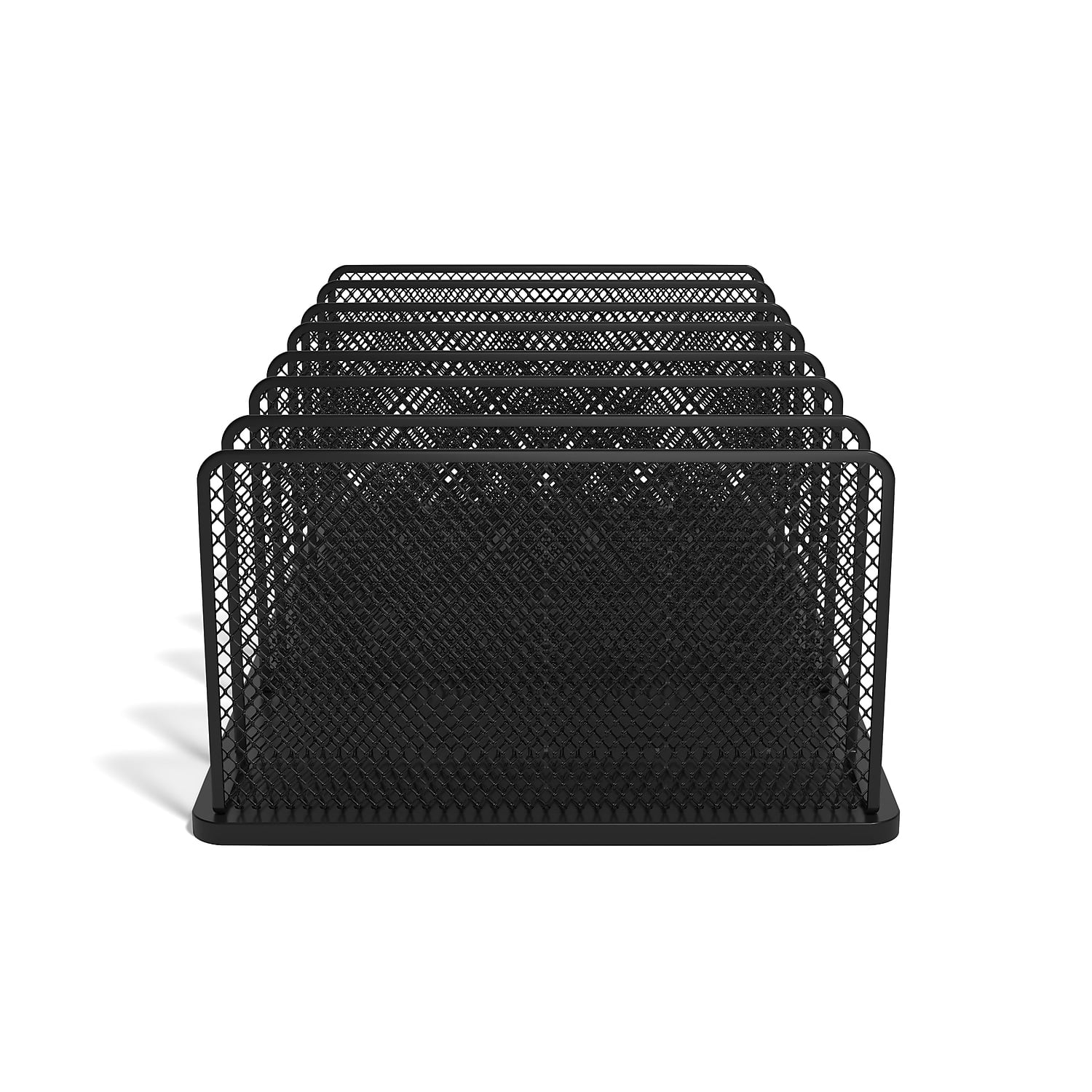 Matte Black Metal Mesh 7-Compartment Document Sorter