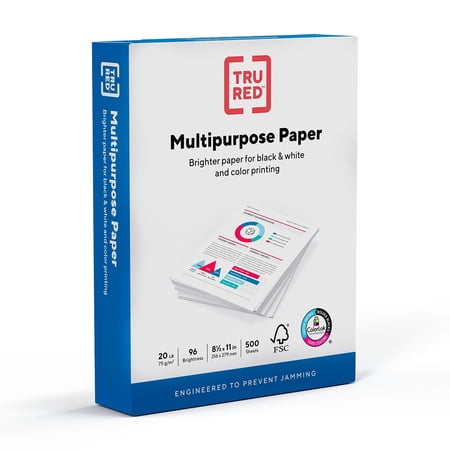 Staples TRU RED 8.5" x 11" Multipurpose Paper 20 lbs. 96 Brightness 500/RM 513099