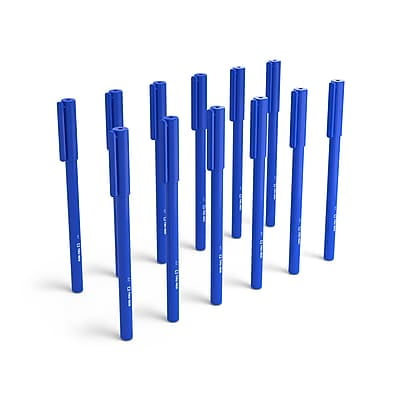 TRU RED Ballpoint Stick Pens with Grip, Medium Point 1.0mm, Blue Ink, 12 Pack – Comfortable Writing Pens for Office Use