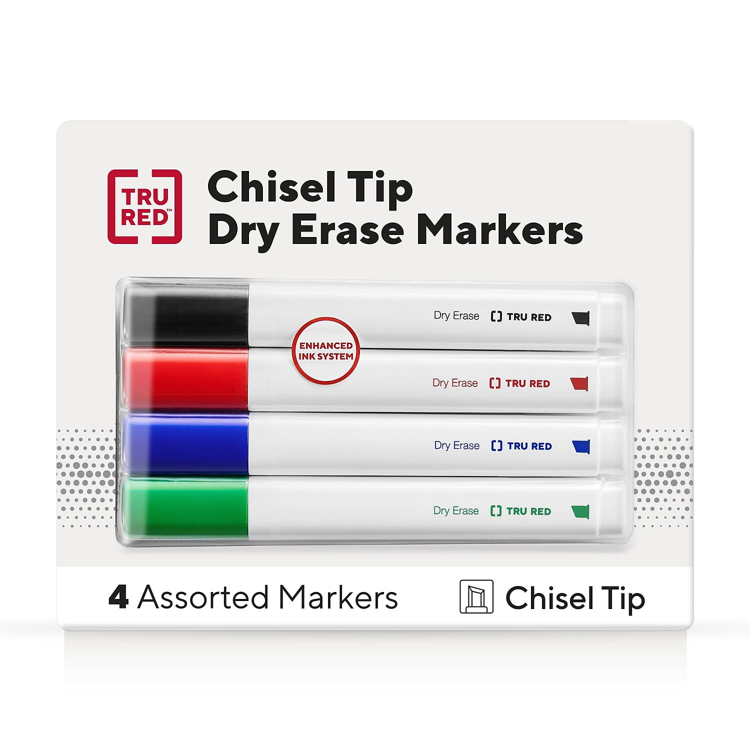 TRU RED Dry Erase Markers Chisel Tip Assorted 4/Pack (TR61456/TR54561