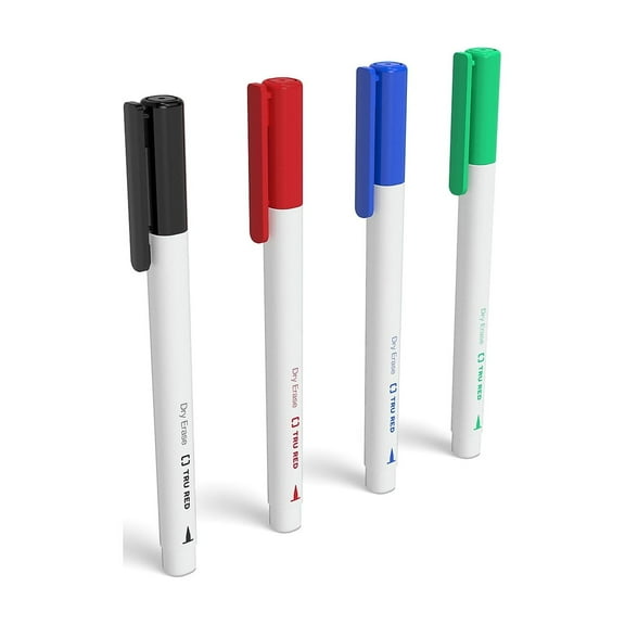 Staples TRU RED Dry Erase Markers Ultra Fine Tip Assorted 12/Carton TR61458/TR574VS