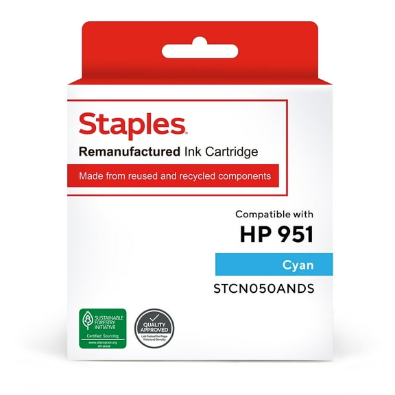 Staples TRU RED HP 951 (CN050AN) Cyan Reman Standard Yield Ink TRCN050ANDS