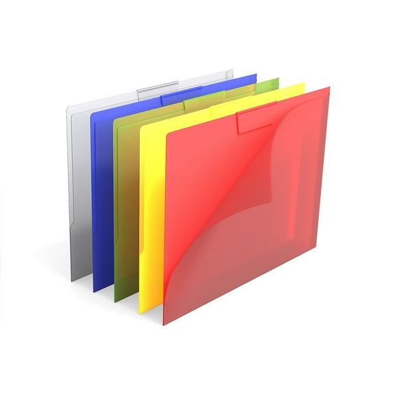 Staples TRU RED Heavy Duty Plastic File Jackets 1-Pocket Letter Size Assorted Colors 15/Carton