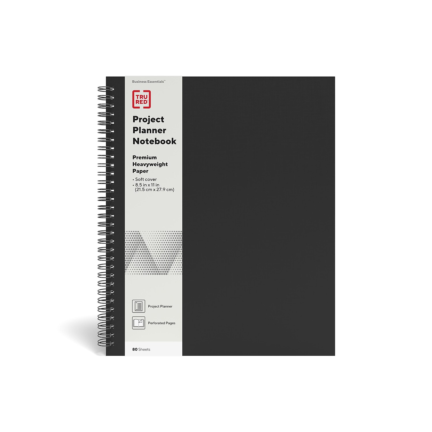 TRU RED Large Soft Cover Project Planner Notebook Blk TR54986
