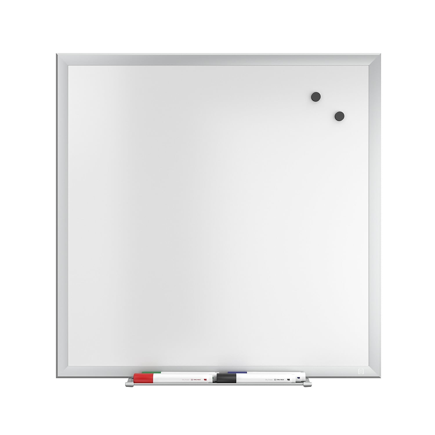 Staples TRU RED Magnetic Steel Dry Erase Board Satin Frame 2' x 2