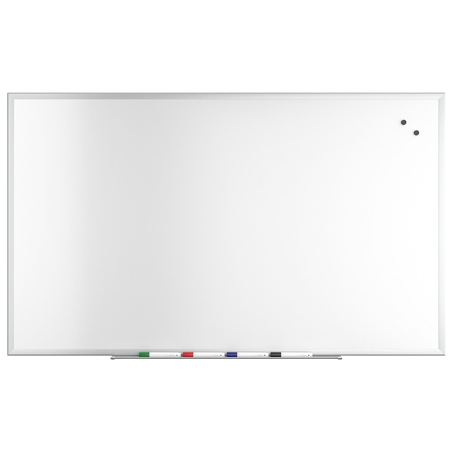 Large White Magnetic Steel Dry Erase Board with Silver Frame