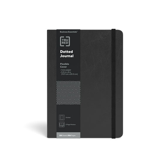 Staples TRU RED Medium Flexible Cover Dotted Journal Blk TR54779