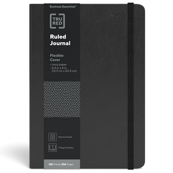 Staples TRU RED Medium Flexible Cover Ruled Journal Black (TR54777)