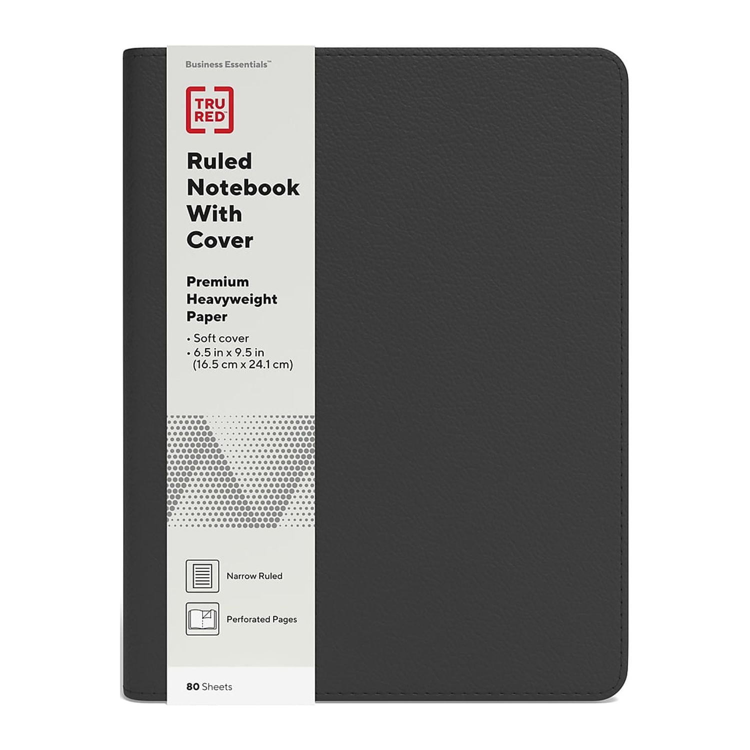 TRU RED Medium Folio Soft Cover Ruled Notebook Blk TR54993