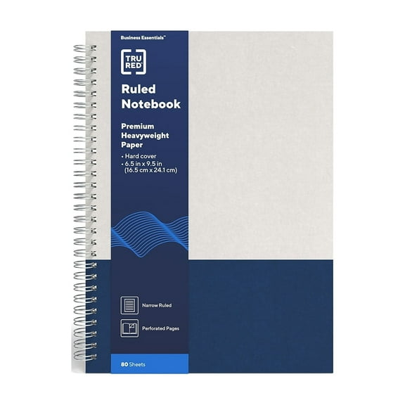 Staples TRU RED Medium Hard Cover Ruled Notebook Gray/Blue 3/Pack TR55740VS