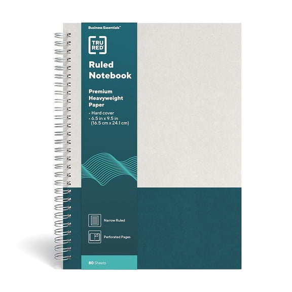 Staples TRU RED Medium Hard Cover Ruled Notebook Gray/Teal 3/Pack TR55741VS