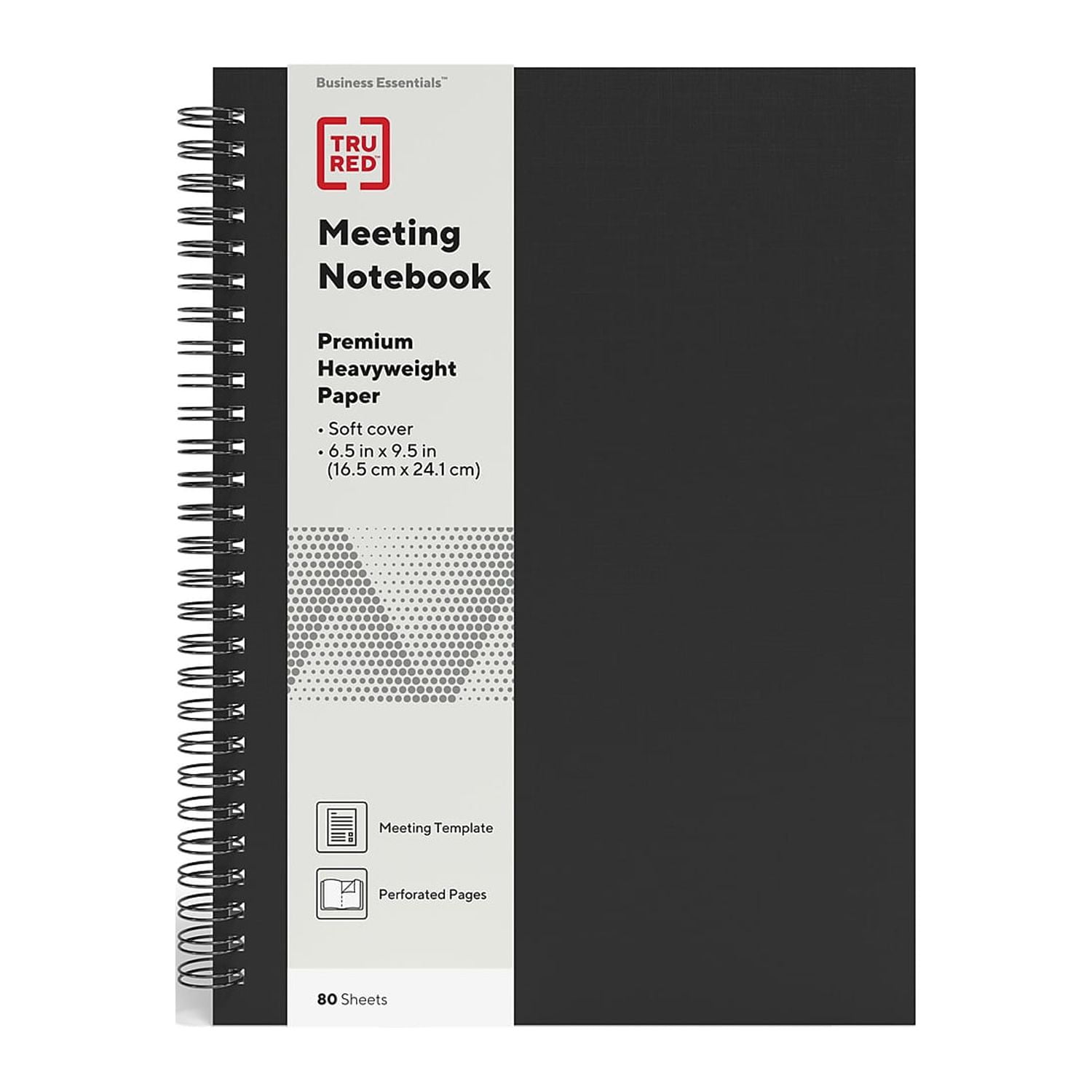 TRU RED Medium Soft Cover Meeting Notebook Blk TR54988