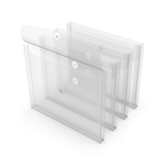 Staples TRU RED Moisture Resistant Expanding Wallet Button & String Closure Letter Size Clear