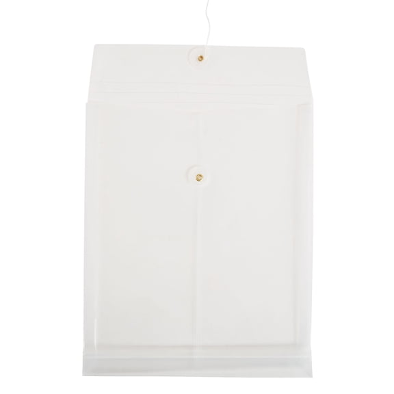 TRU RED Moisture Resistant Expanding Wallet Button & String Closure Letter Size Clear 30/Carton