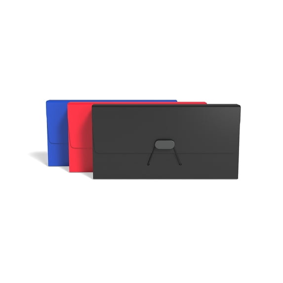 Staples TRU RED Moisture Resistant Plastic Accordion Files 13-Pocket Check Size Assorted 3/Pack