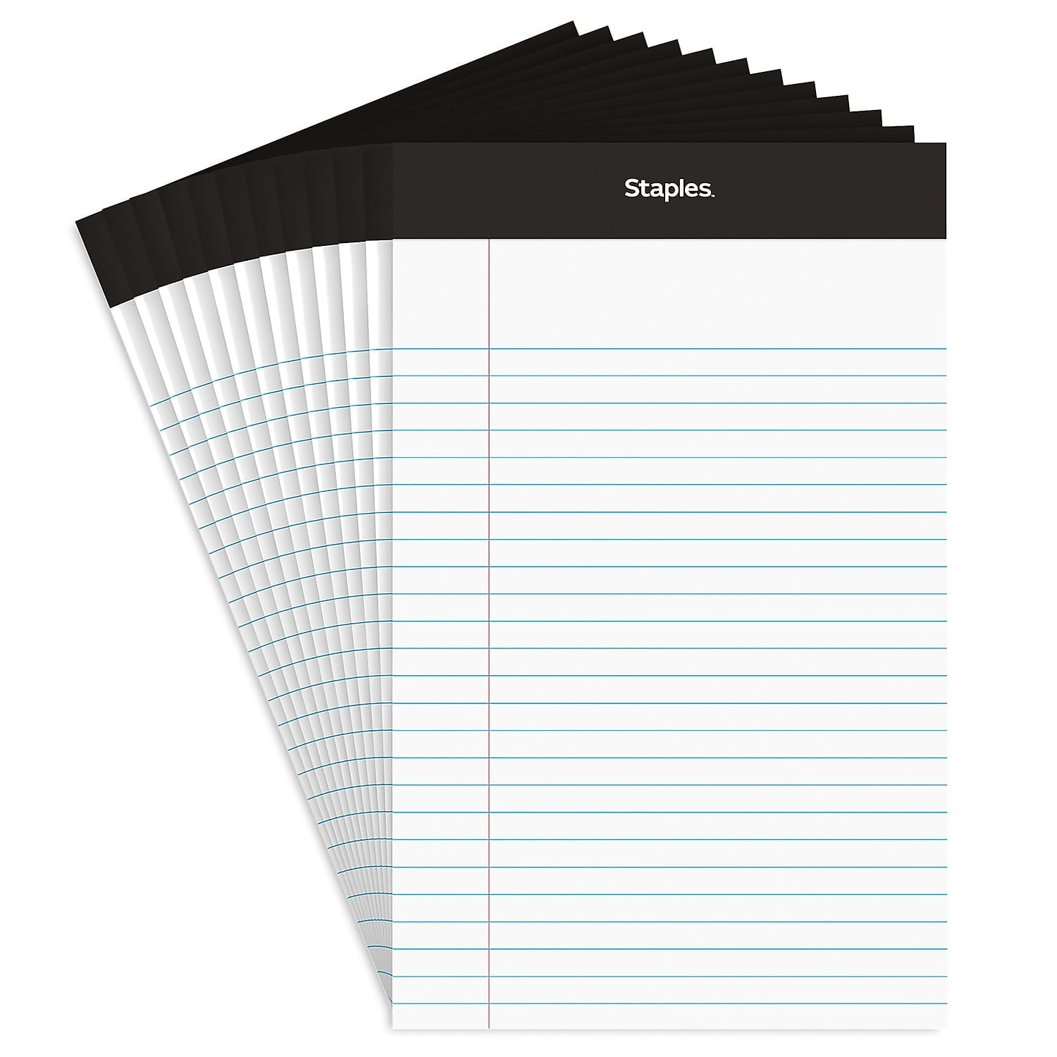 Staples TRU RED Notepad 5" x 8" Narrow Ruled White 50 Sheets/Pad Dozen Pads/Pack (TR57338)