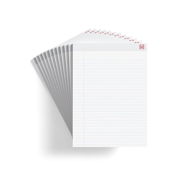 Staples TRU RED Notepad 8.5" x 11.75" Wide Ruled White 50 Sheets/Pad 24/Carton TR58188/1676
