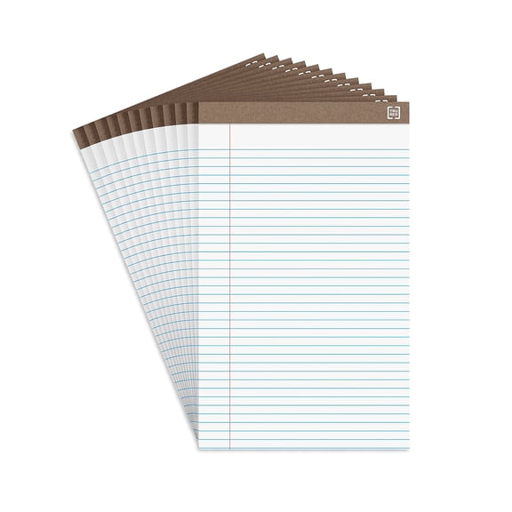 Staples TRU RED Notepad 8.5" x 14" Wide Ruled White 50 Sheets/Pad TR59939