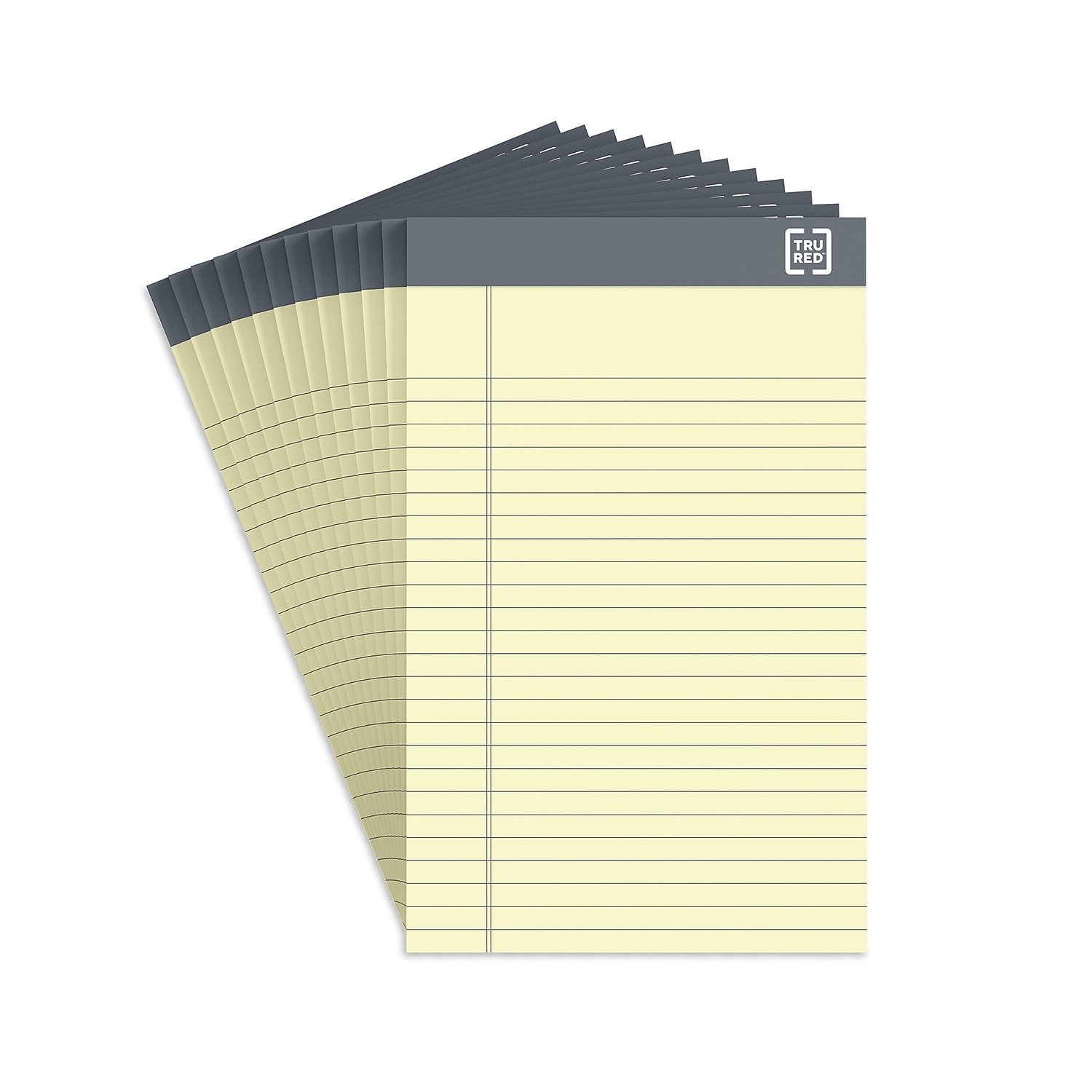 Staples TRU RED Notepads 5" x 8" Narrow Ruled Canary 50 Sheets/Pad 12 Pads/Pack (TR57359)