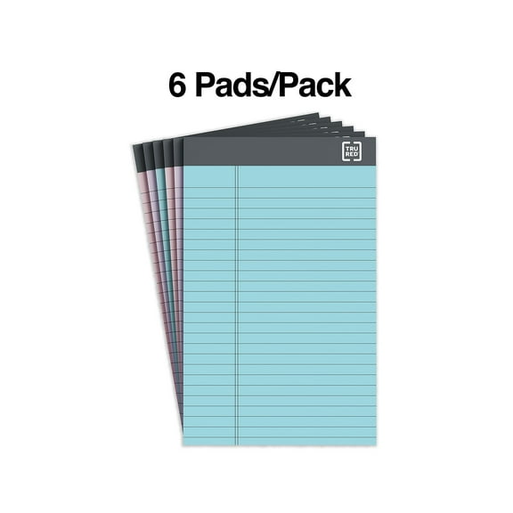 Staples TRU RED Notepads 5" x 8" Narrow Ruled Pastels 50 Sheets/Pad 18/Carton TR59898/TR573VS