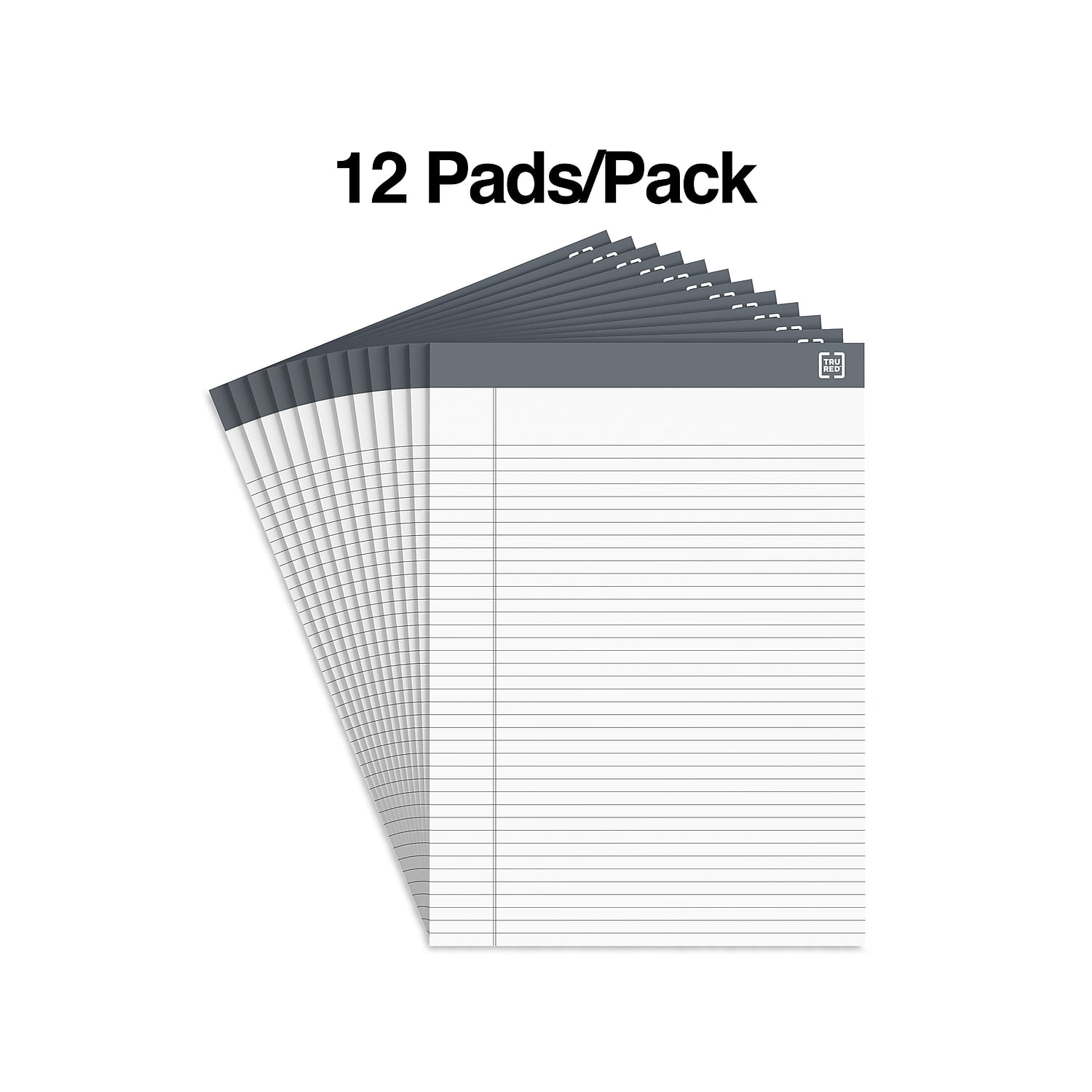 Staples TRU RED Notepads 8.5" x 11.75" Narrow Ruled White 50 Sheets/Pad 24/Carton TR59913/TR573VS