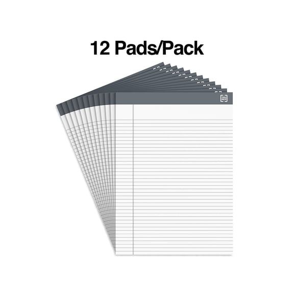 Staples TRU RED Notepads 8.5" x 11.75" Narrow Ruled White 50 Sheets/Pad 24/Carton TR59913/TR573VS