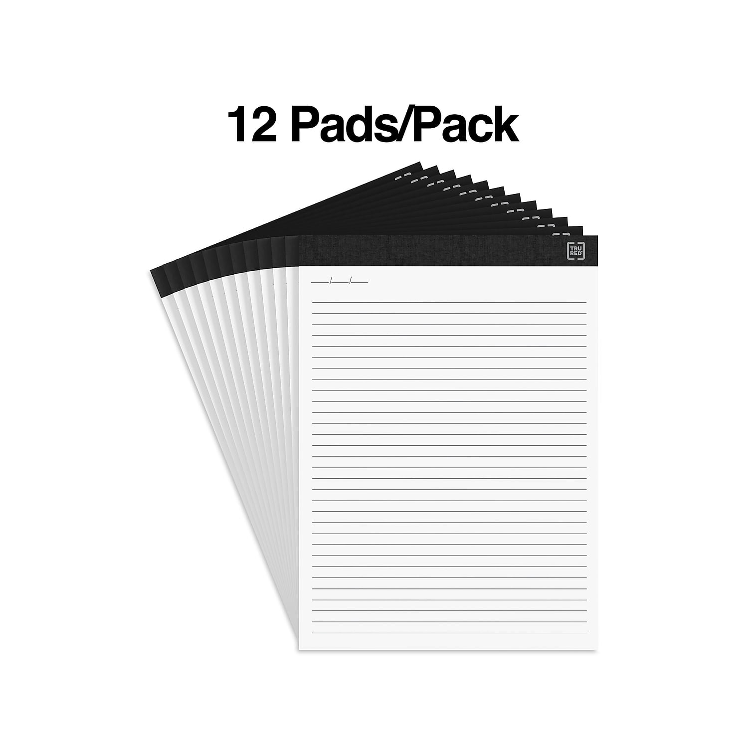 Staples TRU RED Notepads 8.5" x 11.75" Narrow Ruled White 50 Sheets/Pad 24/Carton TR59928/TR573VS