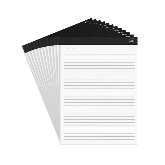 Staples TRU RED Notepads 8.5" x 11.75" Narrow Ruled White 50 Sheets/Pad 12 Pads/Pack (TR57384)