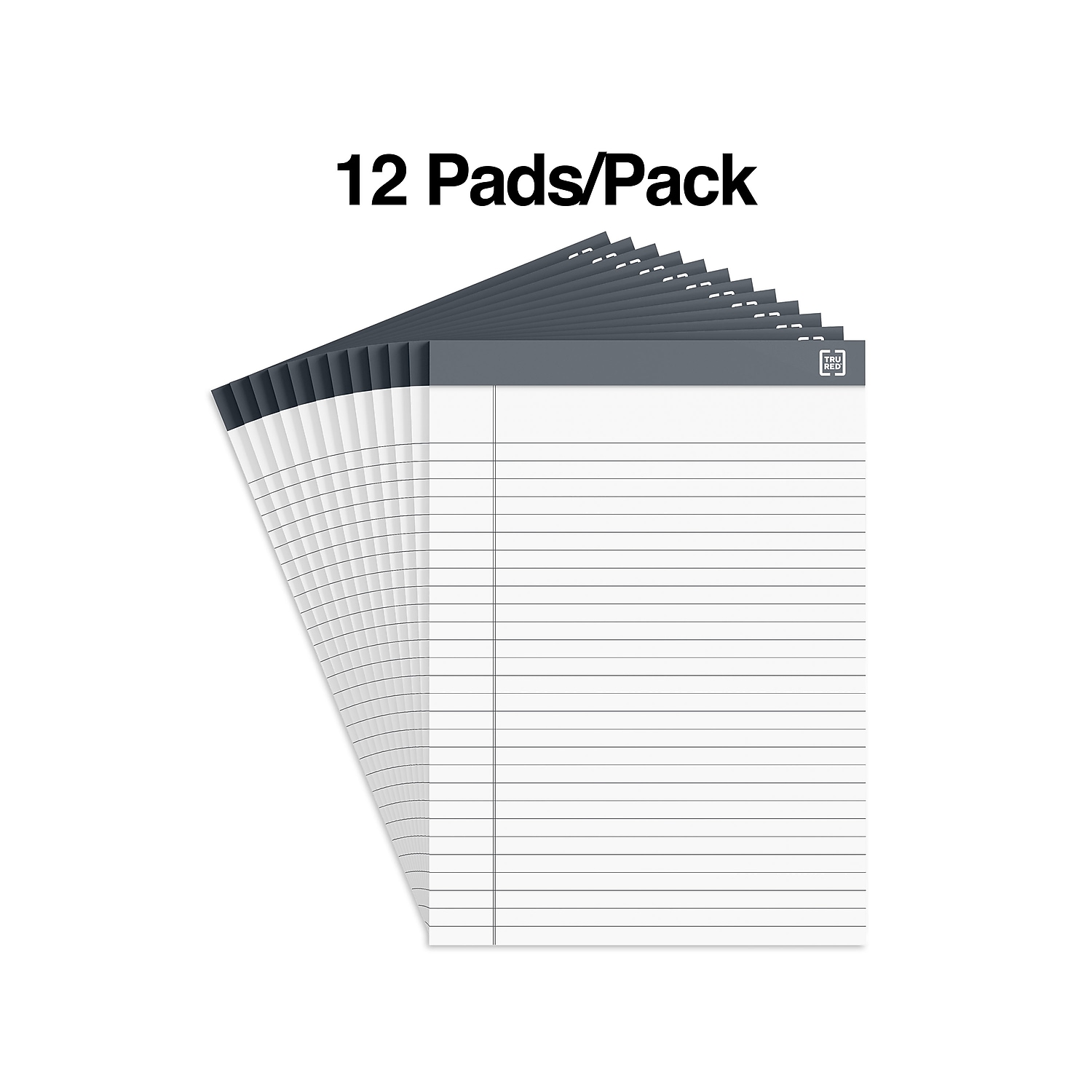 Staples TRU RED Notepads 8.5" x 11.75" Wide Ruled White 50 Sheets/Pad 24/Carton TR59911/TR573VS