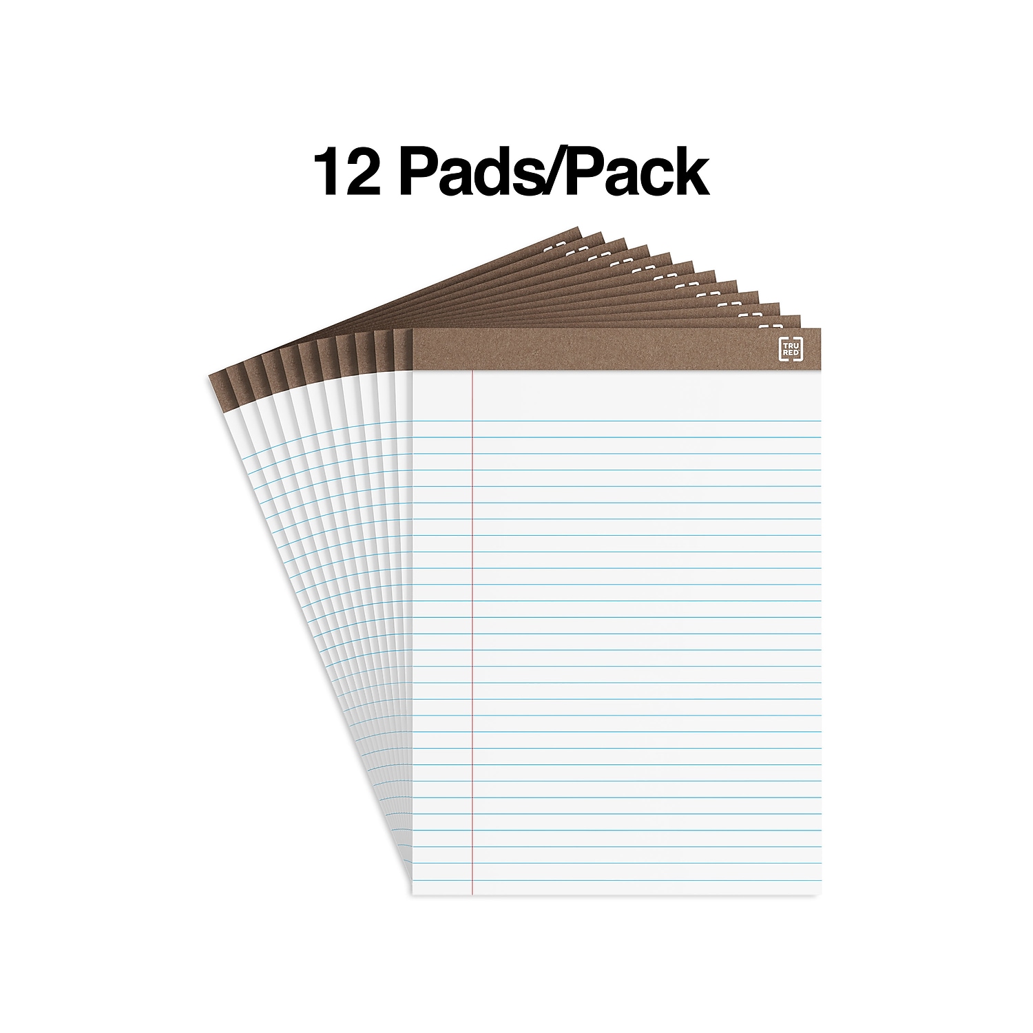 Staples TRU RED Notepads 8.5" x 11.75" Wide Ruled White 50 Sheets/Pad 24/Carton TR59936/TR581VS