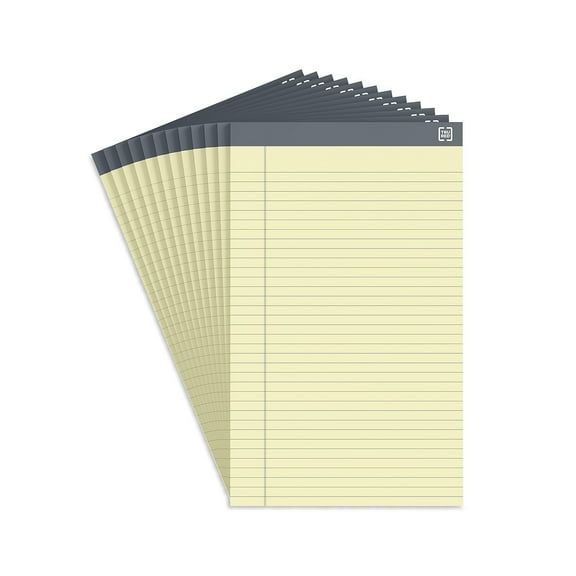 Staples TRU RED Notepads 8.5" x 14" Wide Ruled Canary 50 Sheets/Pad 12 Pads/Pack TR57371