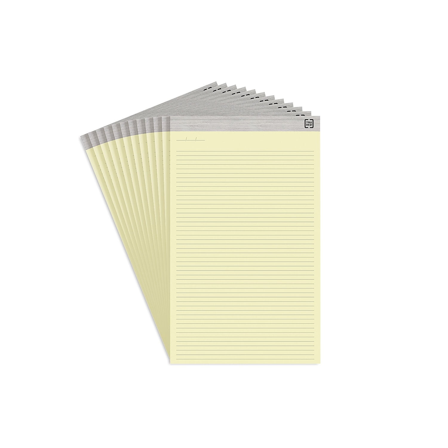 Staples TRU RED Notepads 8.5" x 14" Wide Ruled Canary 50 Sheets/Pad 12 Pads/Pack (TR57386)
