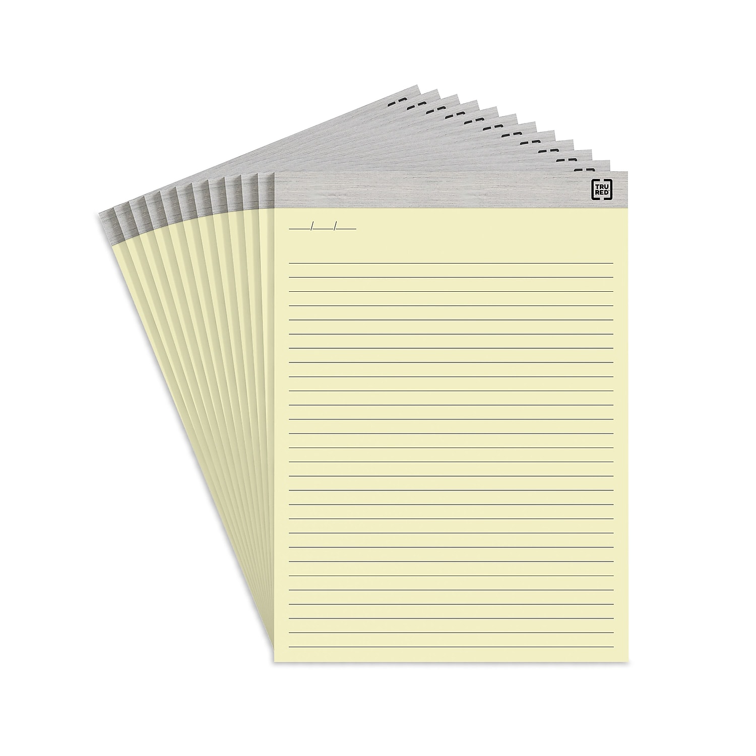 Staples TRU RED Notepads8.5" x 11.75"Wide RuledCanary50 Sheets/Pad TR57381