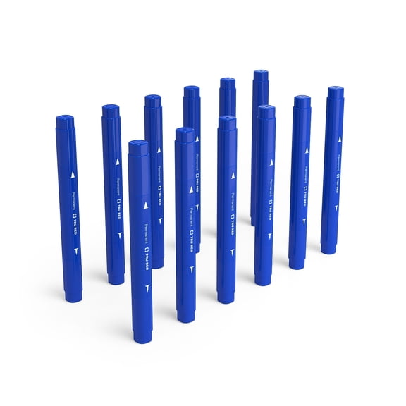 Staples TRU RED Pen Permanent Marker Twin Tip Blue Dozen (TR57831)