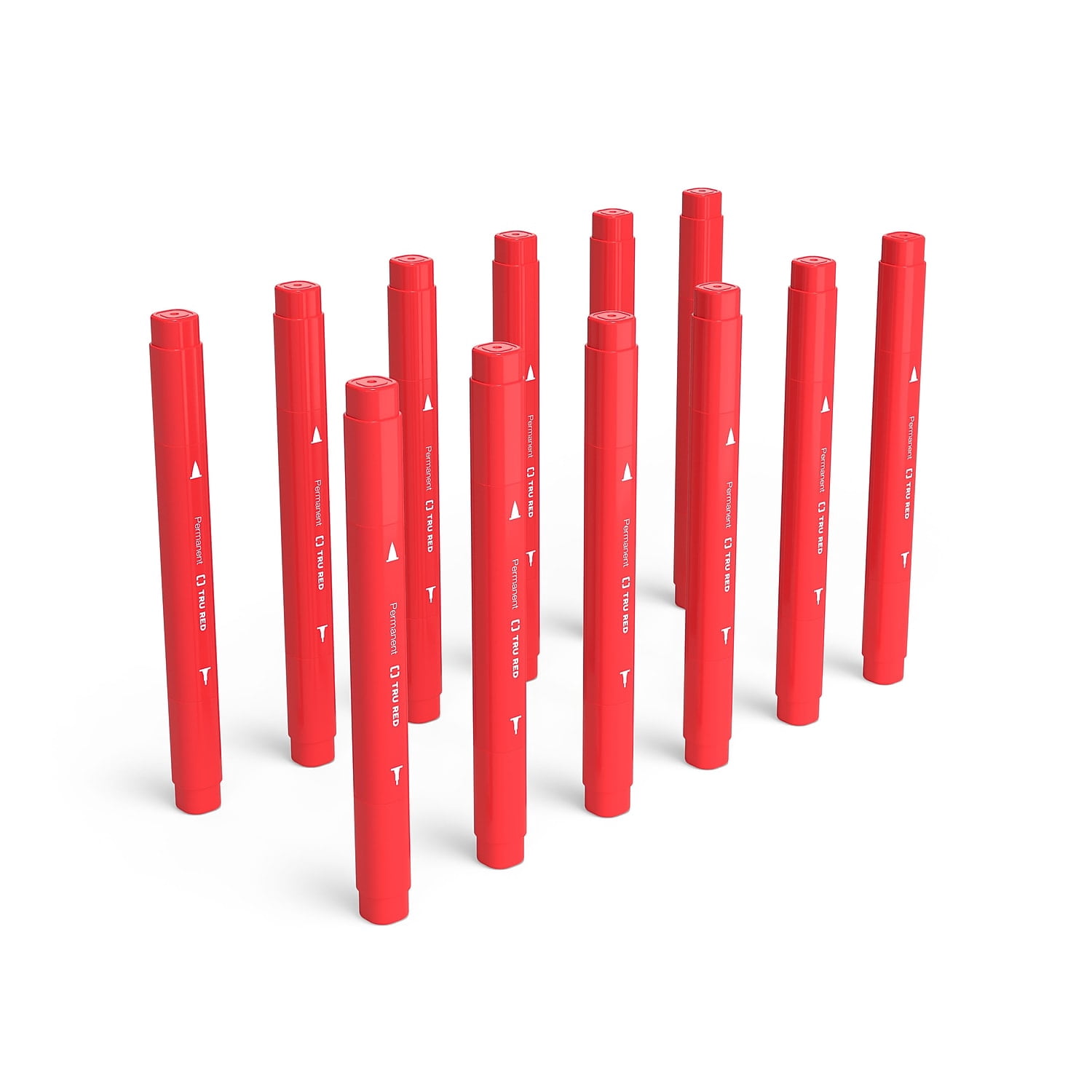 Staples TRU RED Pen Permanent Marker Twin Tip Red Dozen TR57832