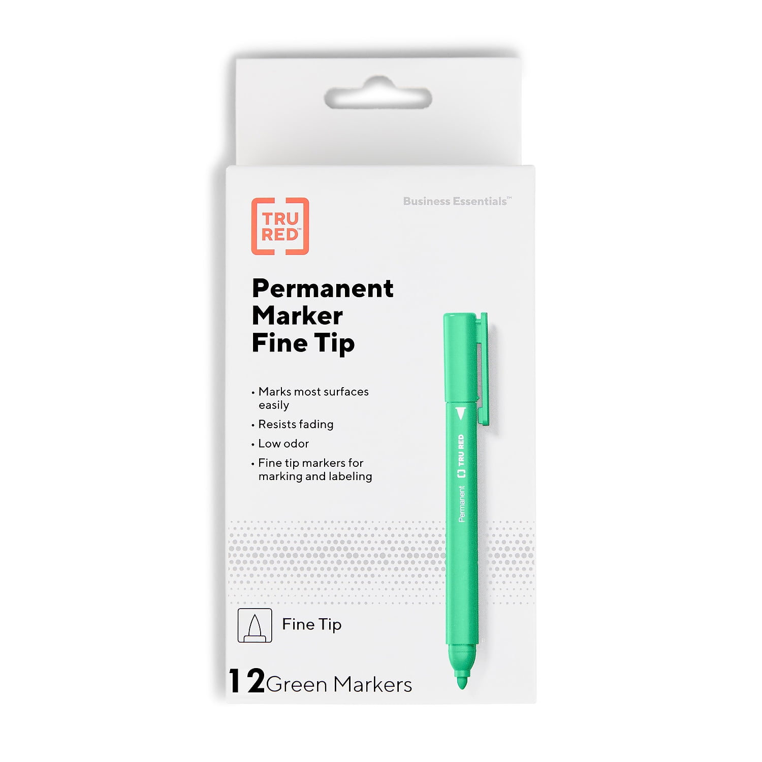 Staples TRU RED Pen Permanent Markers Fine Tip Green Dozen TR54542