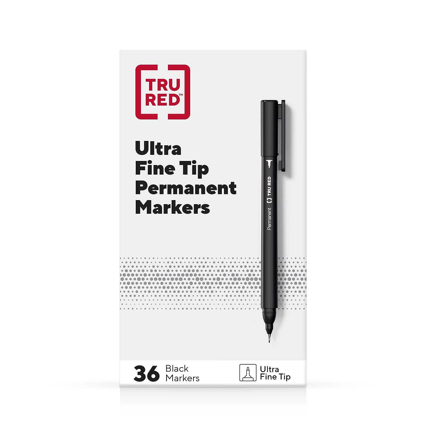 Tru Red Pen Style Permanent Marker, Fine Bullet Tip, Black, Dozen