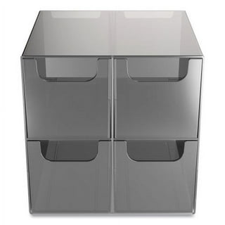 Plastic Cube Desktop Organizer, 4 Compartments, 6 x 6 x 6, Smoke Plastic Cube Desktop Organizer, 4 Compartments, 6 x 6 x 6, Smoke