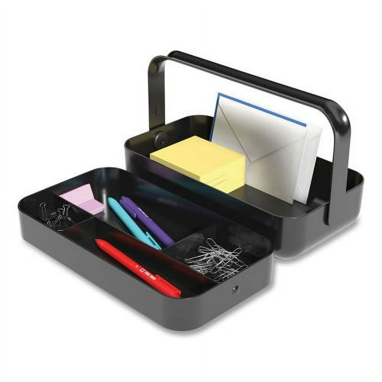 Plastic Desktop Caddy, 5 Compartments, 4.33 x 11.5 x 8.07, Black Plastic Desktop Caddy, 5 Compartments, 4.33 x 11.5 x 8.07, Black