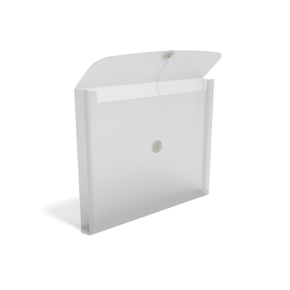Staples TRU RED Plastic Filing Envelope with Button & String Closure Letter Size Clear 15/Carton