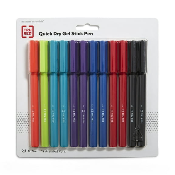 Staples TRU RED Quick Dry Gel Pens Fine Point 0.5mm Assorted 24/Carton TR54473VS