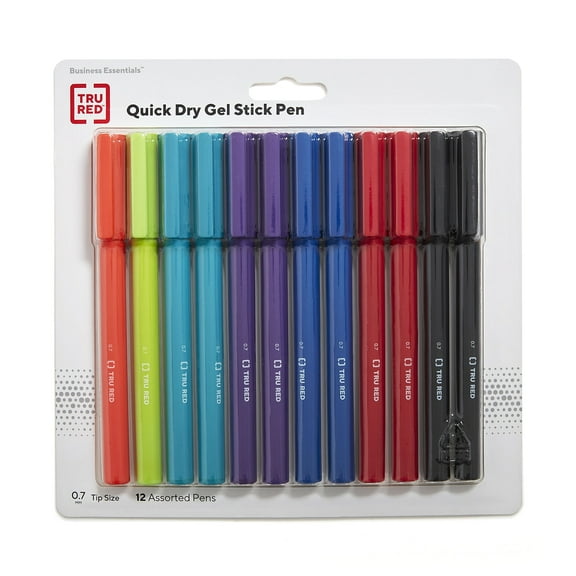 Staples TRU RED Quick Dry Gel Pens Medium Point 0.7mm Assorted 24/Carton TR54483VS