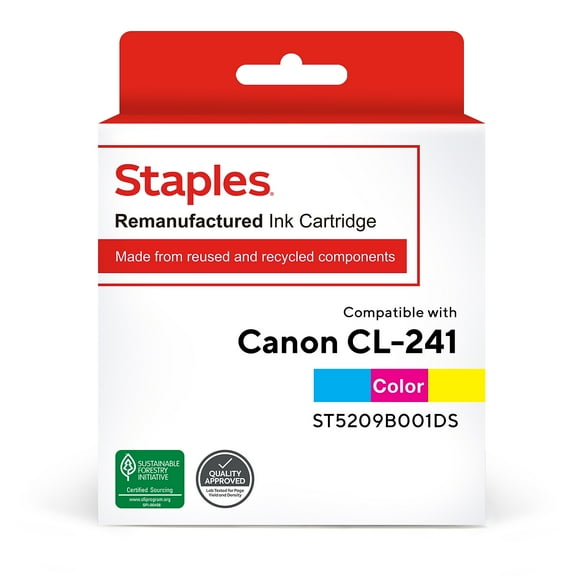 Staples TRU RED Reman Tri-Color Std Yld Ink Cartridge Replacement-Canon CL-241 TR5209B001DS