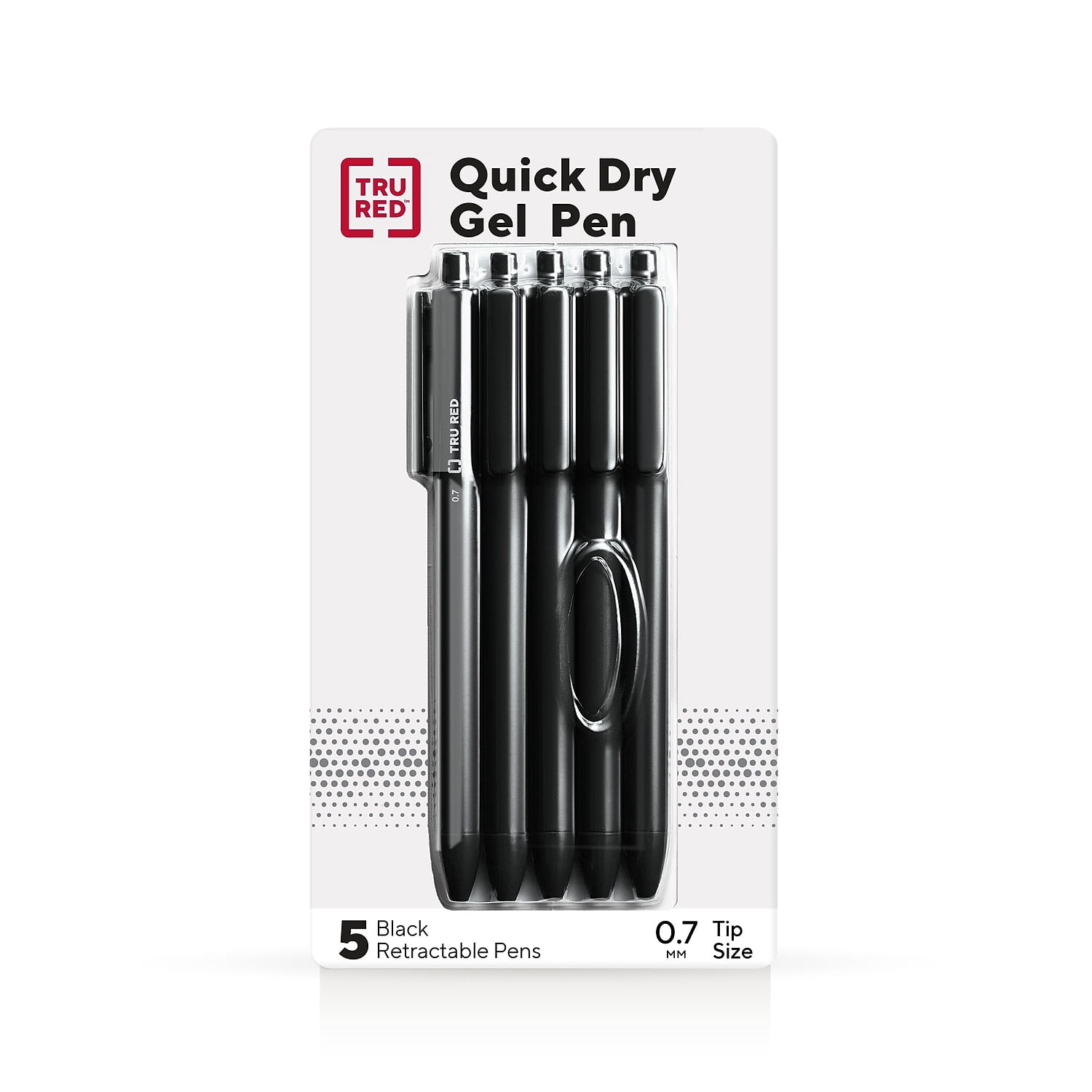 WorkLife Brands, Retractable Gel Pens, 0.7mm Med Point, Black, 5
