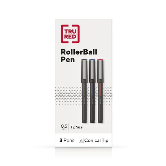 TRU RED Rollerball Pens Fine Point Assorted Colors 3/Pack (TR58251)