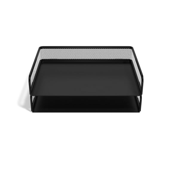 Staples TRU RED Side Load Stackable Metal Letter Tray Matte Black 4/Carton TR59851/TR575VS
