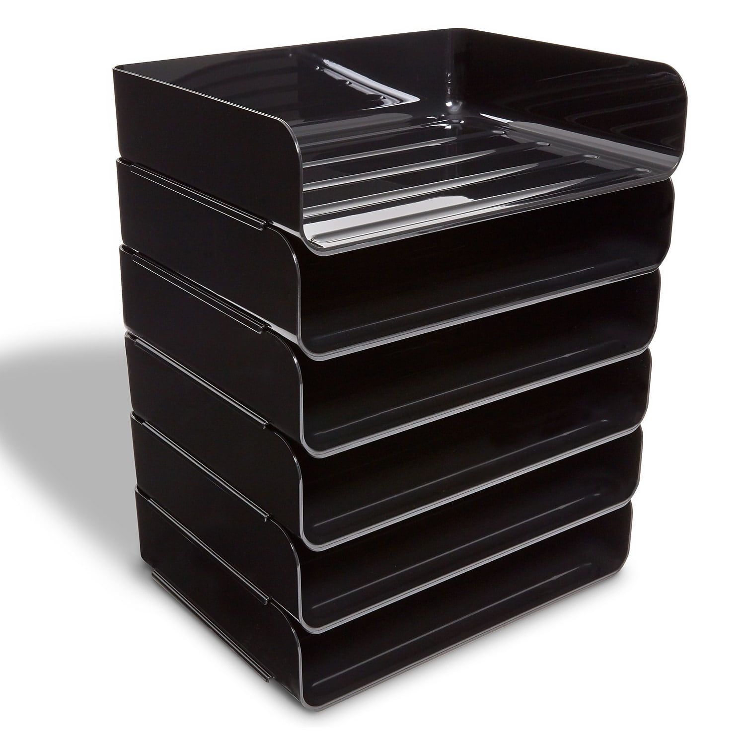 TRU RED Side Load Stackable Plastic Letter Tray Black(TR55329)