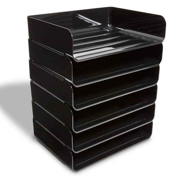 Staples TRU RED Side Load Stackable Plastic Letter Tray Black(TR55329)