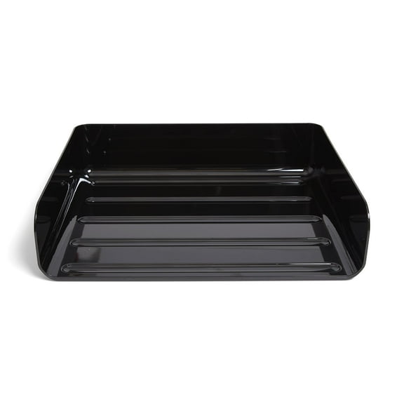 Staples TRU RED Side Load Stackable Plastic Letter Tray Blk TR55327