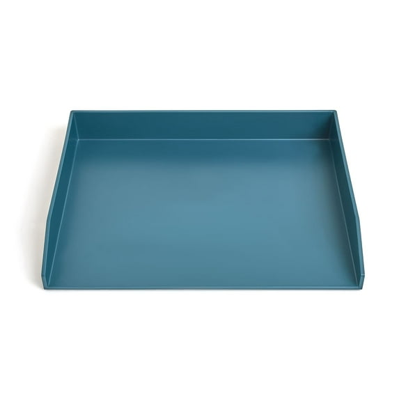 TRU RED Side Load Stackable Plastic Letter Tray Teal TR55294